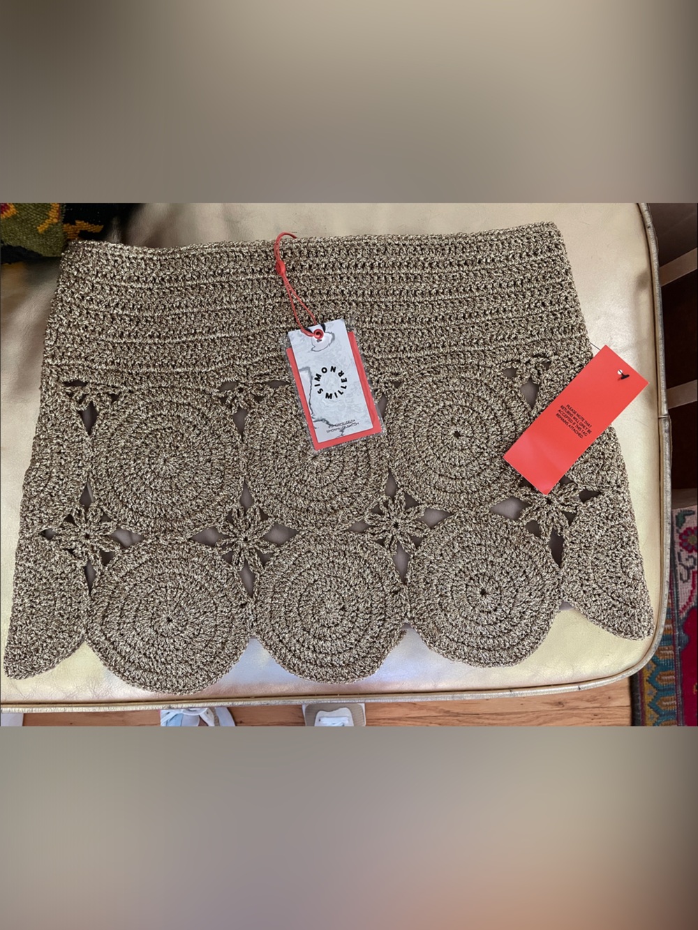 Simon Miller Crochet Circle Knit Top in Beige